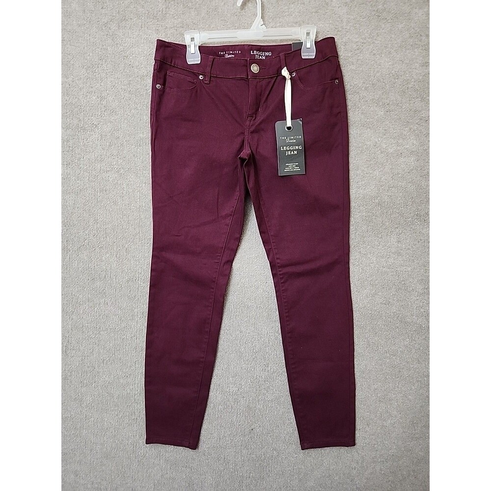 The Limited Legging Jeans Womens 8 Cranberry Low Rise Skinny Leg Stretch NEW